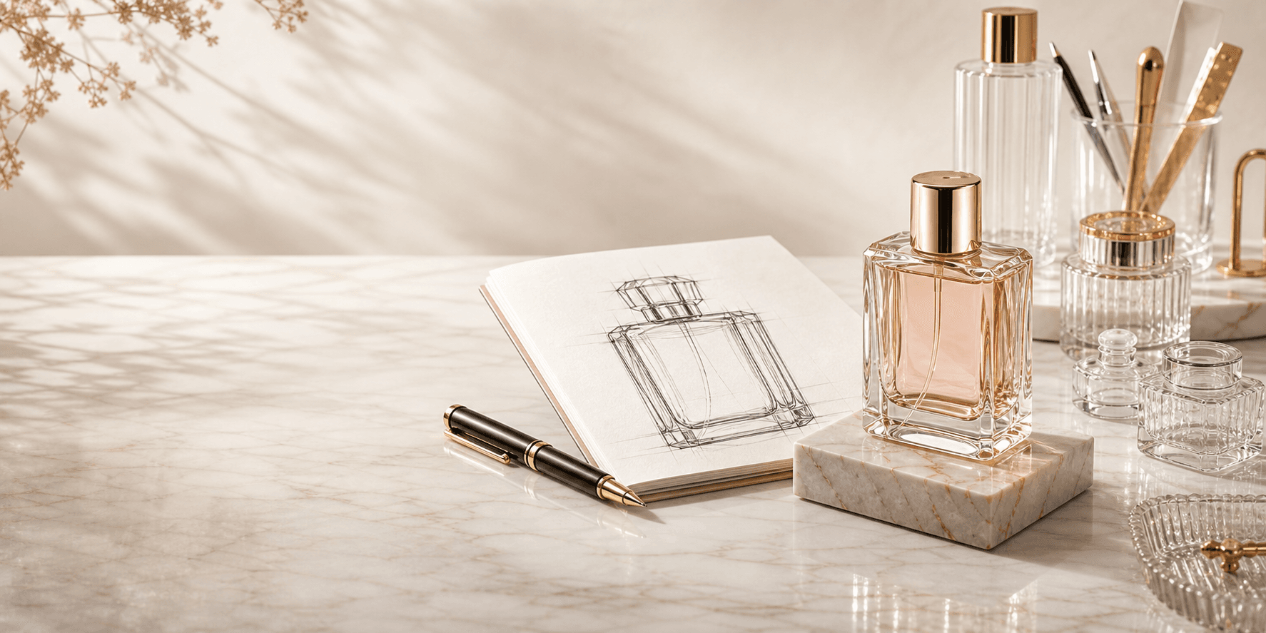 Custom perfume bottle sketch and sample development