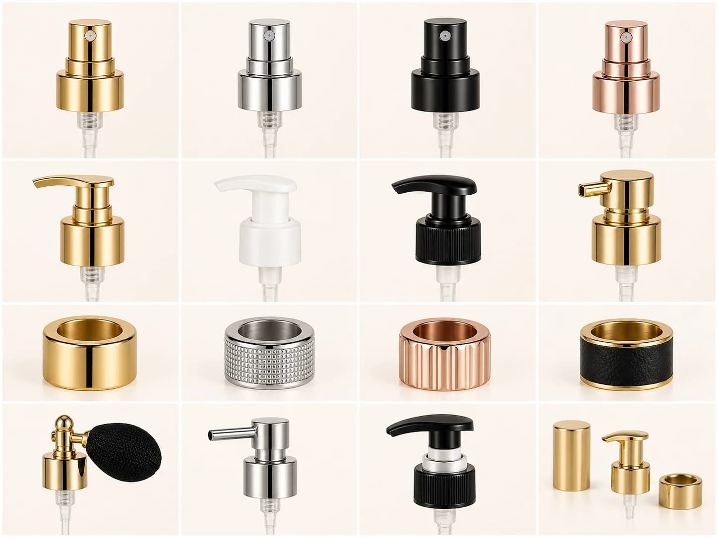 Perfume bottle pumps and collars for quality matching