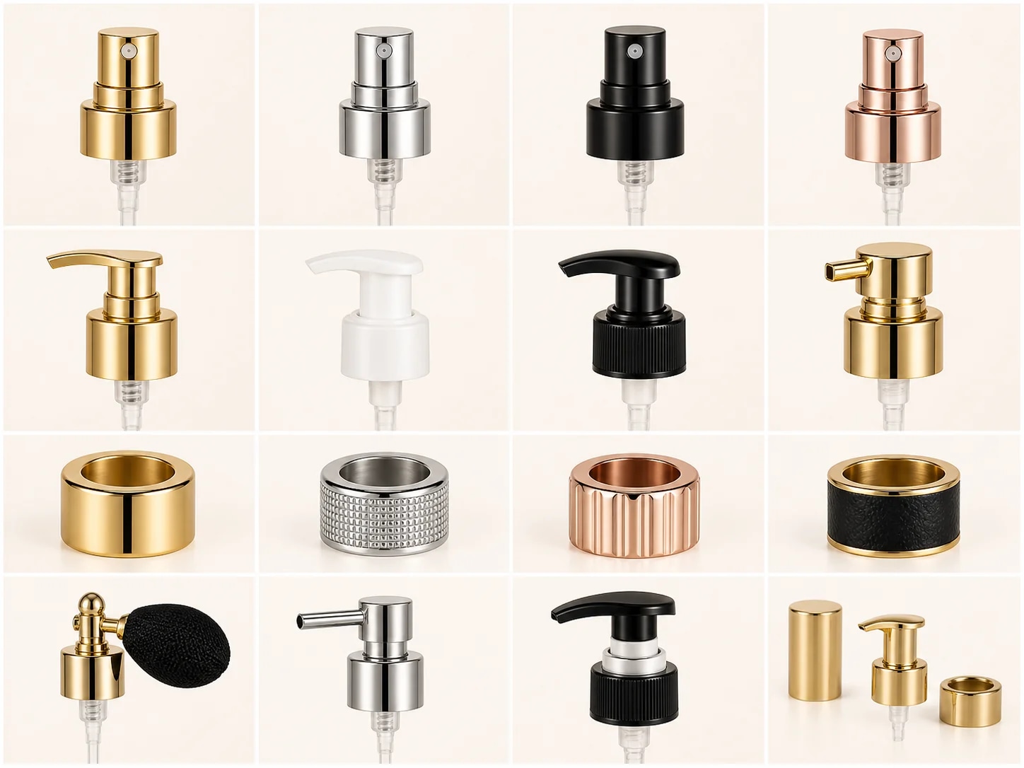 Perfume bottle pumps and collars for quality matching