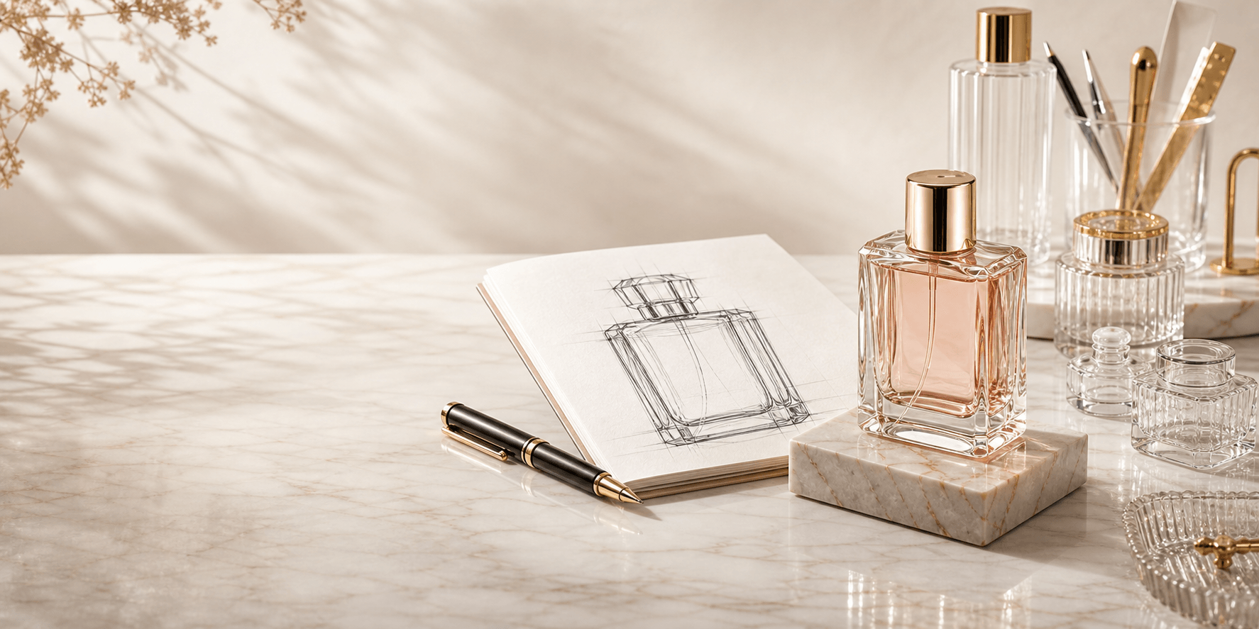 Custom perfume bottle sketch and sample development