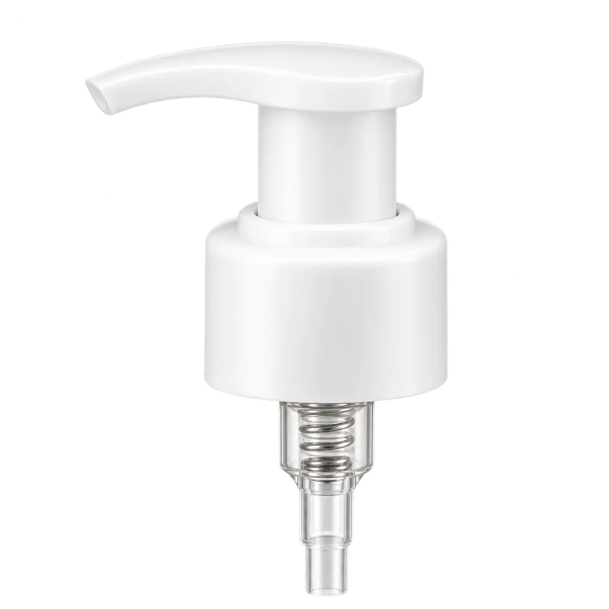 Bomba blanca de tratamiento — Bomba blanca con collarín liso y tubo de inmersión transparente.