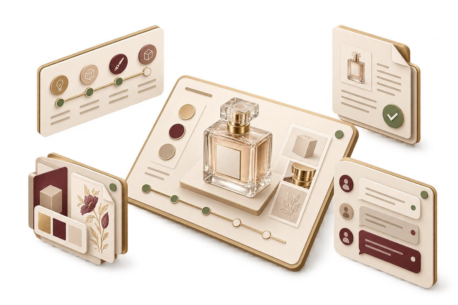 Illustration d’un espace projets regroupant fichiers, devis et messages
